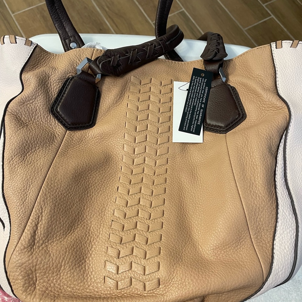 Brown trim leather Oryany handbag, new with tags